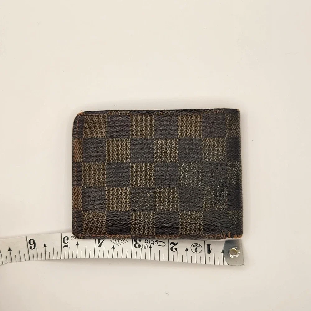 Authentic LOUIS VUITTON Damier Canvas Leather Multiple Bifold Wallet France